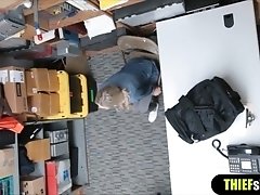 Blonde shoplifter chick punish fucked by a mall officer