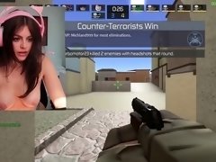 Wild camgirl exposes her big boobs while playing video games