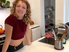 Blonde Serafina Sky moans while being fucked in the kitchen