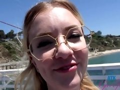 Kinky blonde Riley Star loves teasing the camera in public places