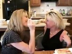 Wild housewives give lesbian sex a try in torrid threesome