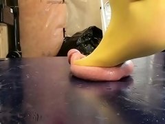 Dominating babe crushing cock and balls with her sexy feet