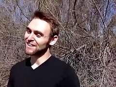 Tattooed teen gay Jason sucks cock outdoors during a hike