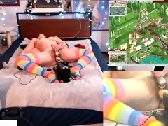 Heels and Rainbow Socks Fuck Machine w/ Panty Stuffing and Domi Cum Gamerslut Supercut Free Version