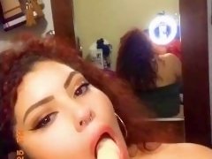 Sexy redhead bbw Latina plays w her pussy