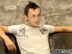 Sexy twink pulls out big dick to jerk off after interview