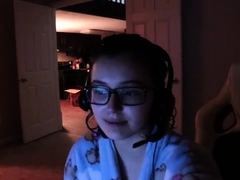 Nerdy brunette teen showing off her lovely body on webcam
