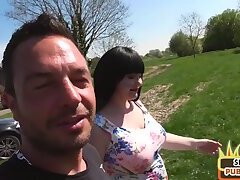 Public chubby amateur fucked by sex date guy in outdoor POV