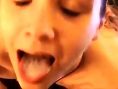 Two skank sluts suck cock and cum kiss each other