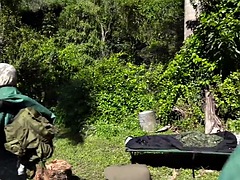Military passive muscled hunk assfucked outdoors by top