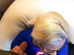 Sultry blonde with big boobs feeds her lust for cock and cum